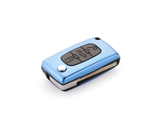 Buy Car Key Case Shell Aluminum Folding Remote Shell For Peugeot Blue Peugeot Key Shell online manufacture