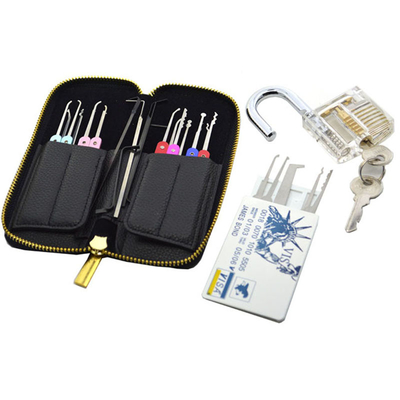 Buy Stainless Steel 22pcs Lock Pick Set + Credit Card Shape Lock Pick Kit + Transparent Practice Padlock online manufacture
